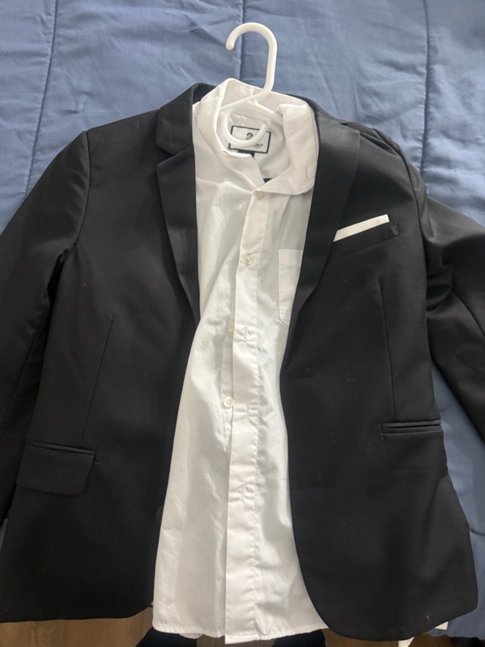 Black Men's Blazer with White Pocket Square - Classic Formal Jacket